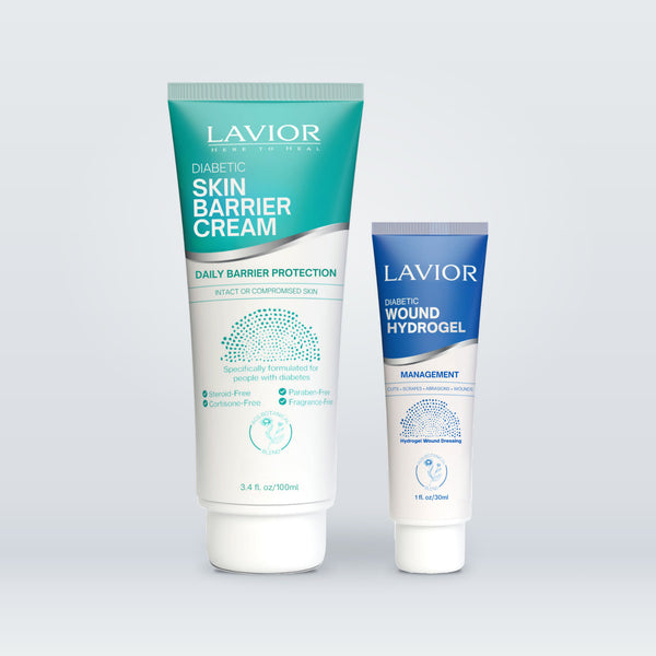 Lavior 360° Diabetic Skin + Wound Care Bundle: Diabetic Skin Barrier Cream 3.4 oz and Diabetic Wound Hydrogel 1 oz