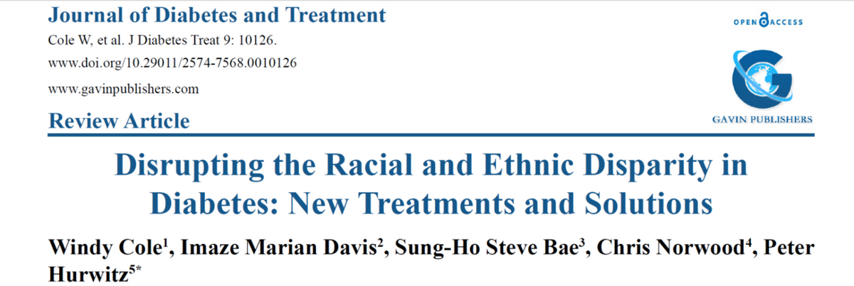 Disrupting the Racial and Ethnic Disparity in Diabetes: New Treatments and Solutions, Journal of Diabetes and Treatment