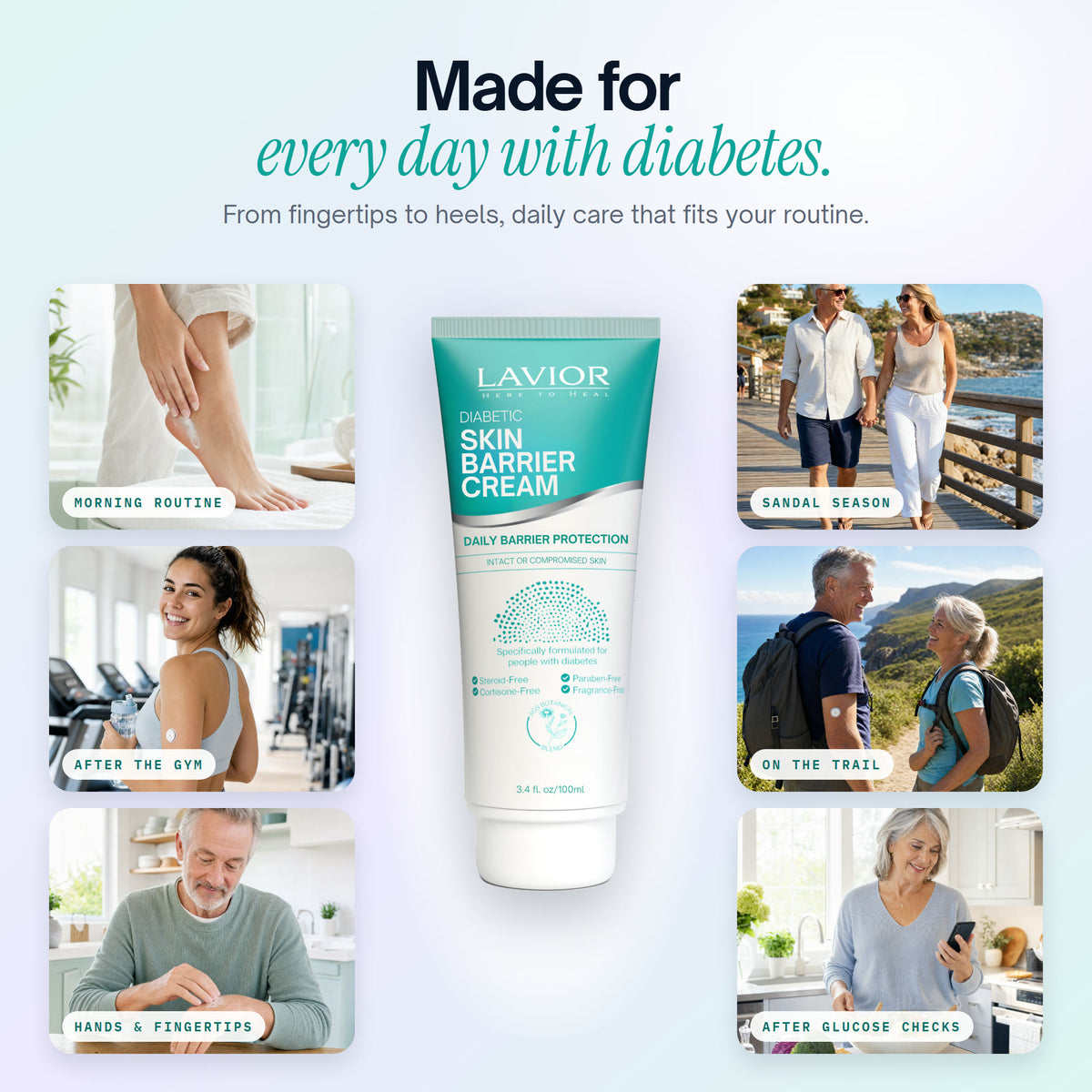 Made for every day with diabetes: daily skin care from fingertips to heels