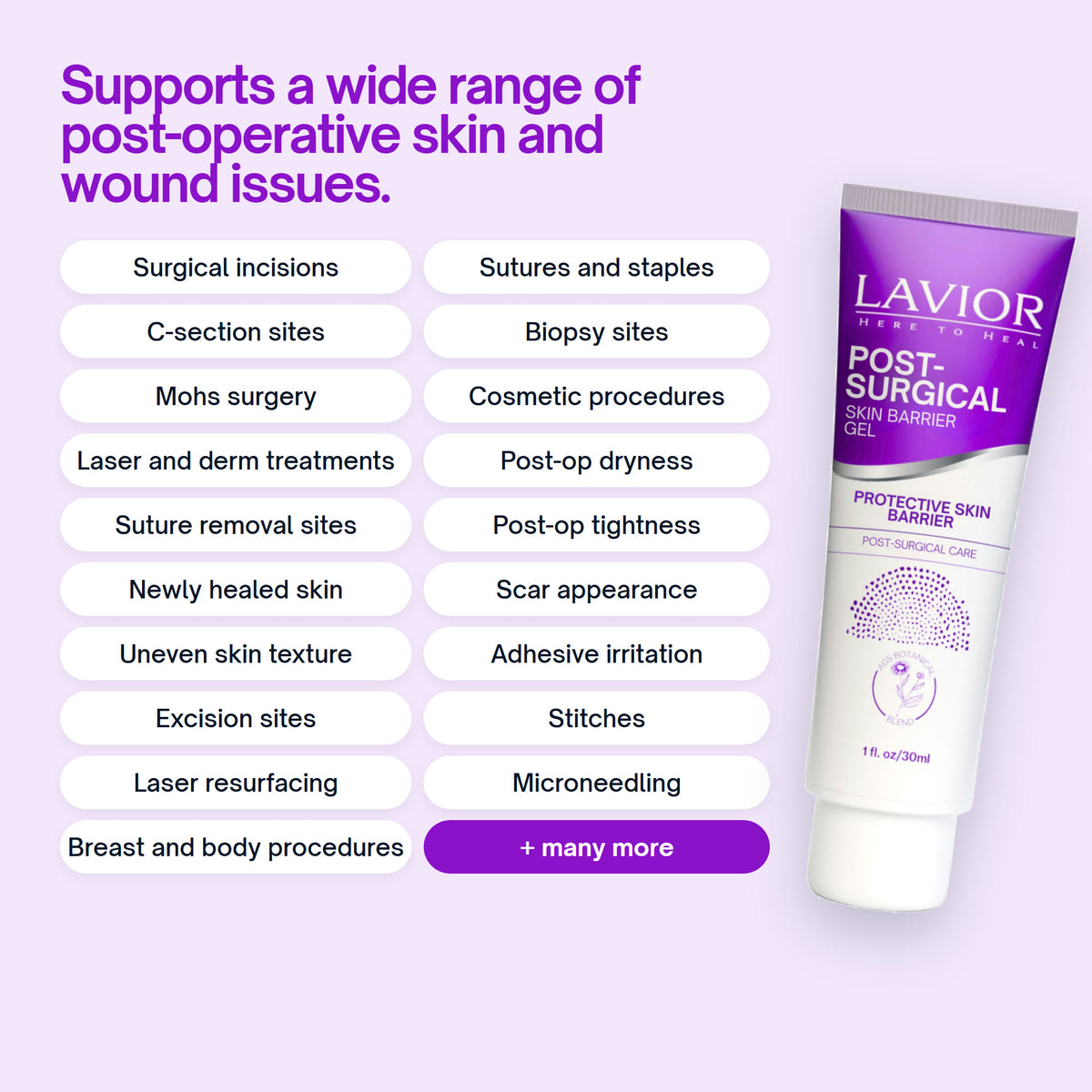 Post-Surgical Skin Barrier Gel supports a wide range of post-operative skin and wound issues